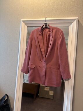 Express Rose Pink Double-Breasted Blazer